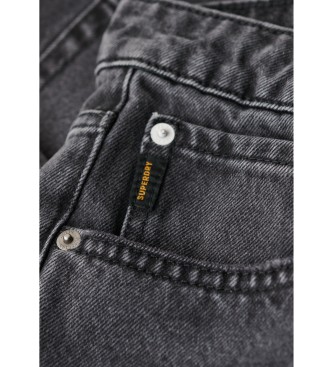 Superdry Ravne kratke hlače iz džinsa črne barve