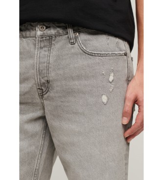 Superdry Pantaloncini di jeans dritti grigi