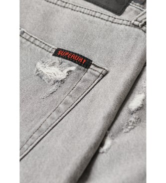 Superdry Pantaloncini di jeans dritti grigi