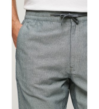 Superdry Pantalon en lin avec cordon de serrage bleu