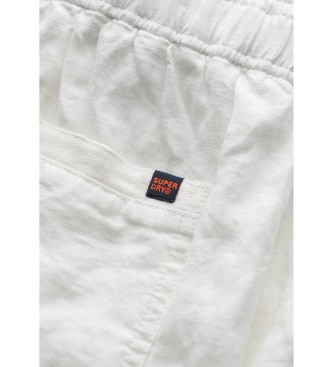 Superdry Pantalon en lin avec cordon de serrage blanc