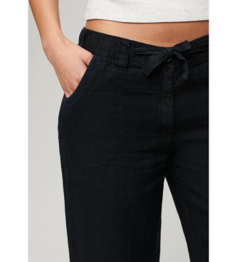 Superdry Pantaln Lino negro