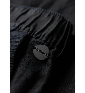 Superdry Lniane spodnie w kolorze czarnym