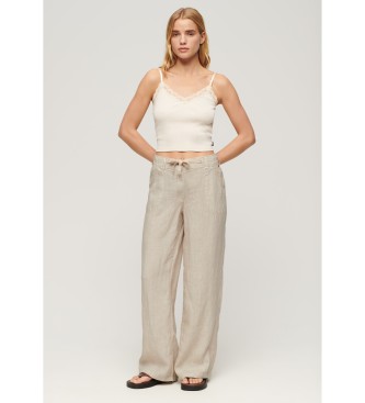 Superdry Beige low rise linen trousers