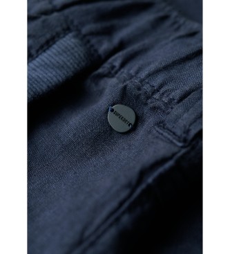 Superdry Pantaloni in lino a vita bassa blu navy