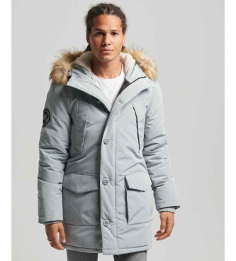 Superdry Parka Everest grijs met imitatiebont capuchon