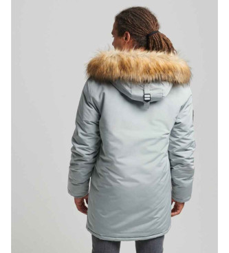 Superdry Parka con cappuccio in pelliccia sintetica grigia Everest