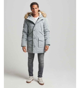 Superdry Parka con cappuccio in pelliccia sintetica grigia Everest