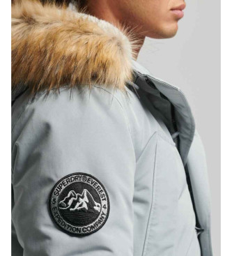 Superdry Parka con cappuccio in pelliccia sintetica grigia Everest