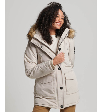 Superdry Parka con cappuccio in pelliccia sintetica grigia Everest