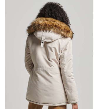 Superdry Parka  capuche en fausse fourrure Everest gris