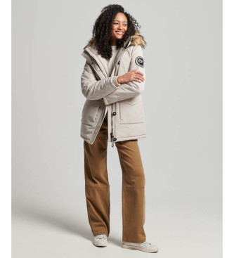 Superdry Parka  capuche en fausse fourrure Everest gris