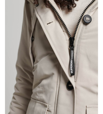 Superdry Parka  capuche en fausse fourrure Everest gris