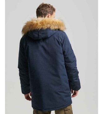 Superdry Parka con cappuccio in pelliccia sintetica Everest blu scuro