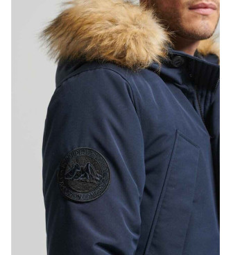 Superdry Parka con cappuccio in pelliccia sintetica Everest blu scuro