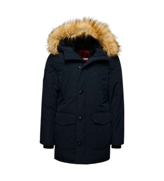 Superdry Parka con cappuccio in pelliccia sintetica Everest blu scuro