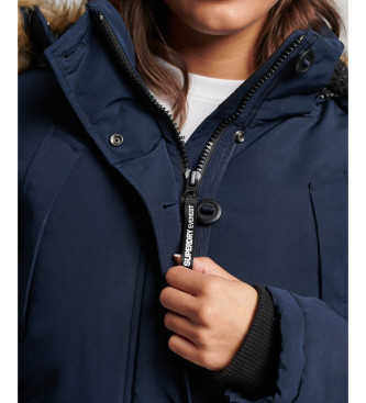 Superdry Parka con cappuccio in pelliccia sintetica Everest blu scuro