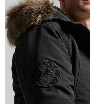 Superdry Parka con capucha de pelo sinttico Everest negro