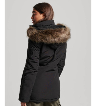 Superdry Parka com capuz em pele sinttica Everest preto