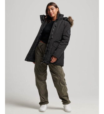 Superdry Parka com capuz em pele sinttica Everest preto