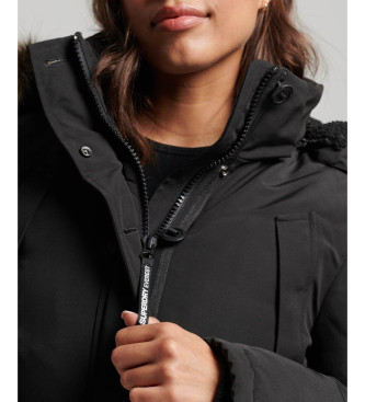 Superdry Parka com capuz em pele sinttica Everest preto