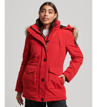 Superdry Parka com capuz em pele sinttica Everest vermelho