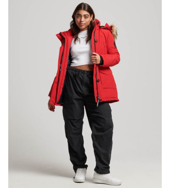 Superdry Parka com capuz em pele sinttica Everest vermelho