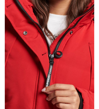 Superdry Parka s kapuco iz umetnega krzna Everest rdeča