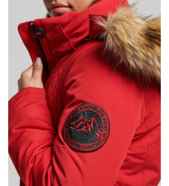 Superdry Parka Everest rood met imitatiebont en capuchon