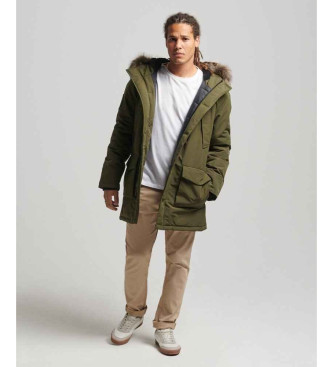 Superdry Parka Everest groen met imitatiebont en capuchon