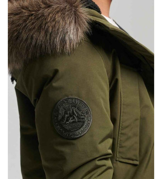 Superdry Parka Everest groen met imitatiebont en capuchon