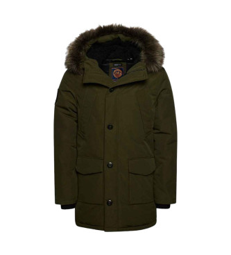 Superdry Parka med huva och fuskpls Everest grn