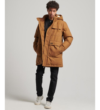 Superdry Parka con cappuccio da lavoro marrone