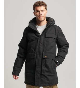 Superdry Delovna obleka parka s kapuco črna