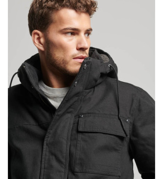 Superdry Workwear parka med htte, sort