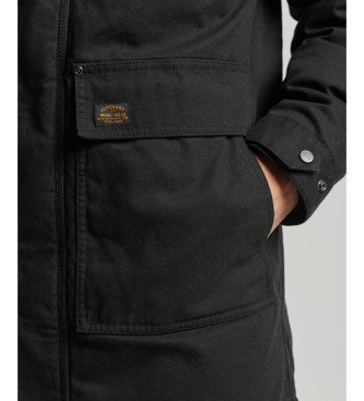 Superdry Workwear parka med htte, sort