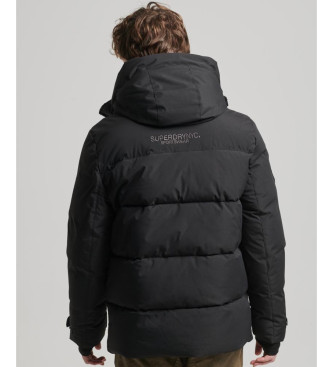 Superdry Parka cortavientos acolchada con capucha City negro