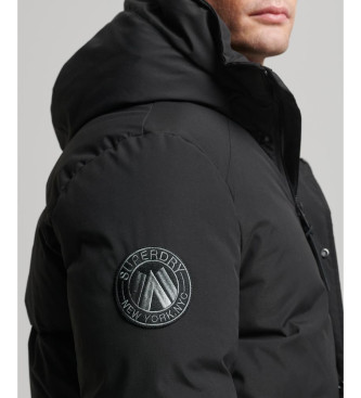 Superdry Parka cortavientos acolchada con capucha City negro