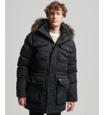 Superdry Parka in pelliccia sintetica Chinook nera