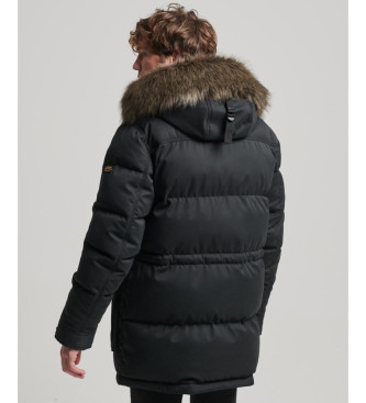 Superdry Parka in pelliccia sintetica Chinook nera