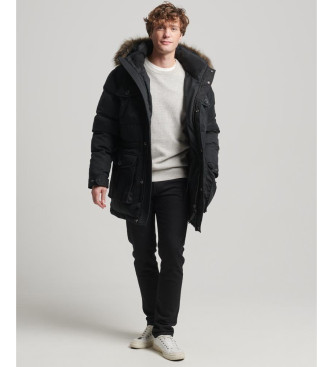 Superdry Parka in pelliccia sintetica Chinook nera