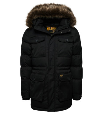 Superdry Parka in pelliccia sintetica Chinook nera