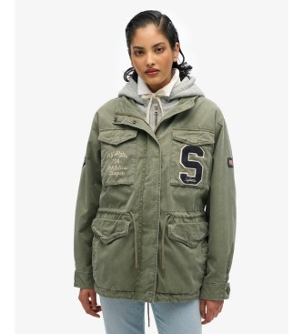 Superdry Grüne Militär-Parka mit Kapuze