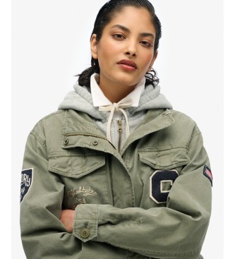 Superdry Grüne Militär-Parka mit Kapuze