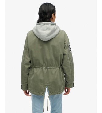 Superdry Grüne Militär-Parka mit Kapuze