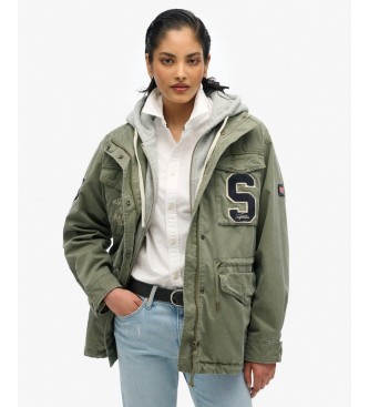 Superdry Grüne Militär-Parka mit Kapuze