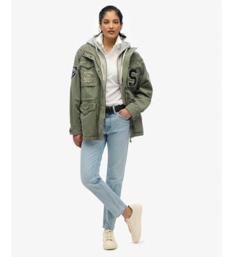 Superdry Grüne Militär-Parka mit Kapuze