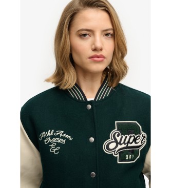 Superdry Giubbotto bomber universitario con toppe in verde