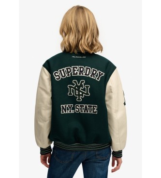 Superdry Giubbotto bomber universitario con toppe in verde