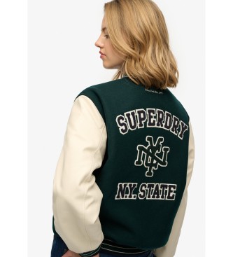 Superdry Giubbotto bomber universitario con toppe in verde